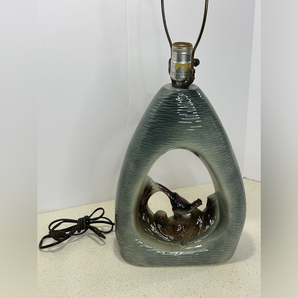 Vintage 1950s MCM Texans Inc Ceramic Teardrop Double Illuminated Table Lamp